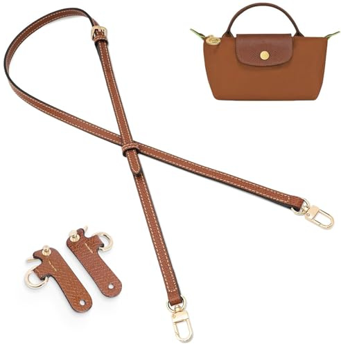 Gastinsave Handväska remmar utbyte, läderhandväska crossbody axelrem justerbar för Longchamp väska kvinnor (brunt guld)