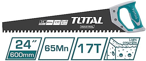 TOTAL - Scie à ciment | longueur 600 mm | Feuille de tungstène | Pour couper du ciment, du béton ou des briques | Outil idéal pour les travaux de construction et de maçonnerie