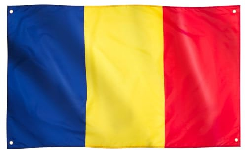 Runesol Drapeau de Roumanie, 91x152cm, 3ft x 5ft, 4 Anneaux, Oeillet dans chaque coin, Drapeau Roumain, Steagul României, Premium, Extérieur, Synaxe de Saint Jean Baptiste, Martisor