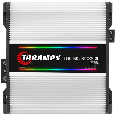 Taramps The Big Boss 3 Bass Amplifier 0.5 to 2 Ohms 3000 Watts RMS 108 RGB Effects, Multi Impedance, 1 Channel Class D, Monoblock, Smart 3k, Car Audio