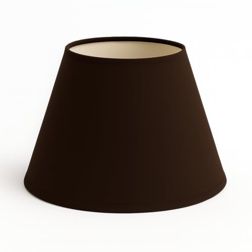 35 cm Lampenschirm, Kegel, Baumwollstoff mit weißer PVC-Rückseite, handgefertigtes Produkt, für Tischlampe, Stehlampe (Braun)