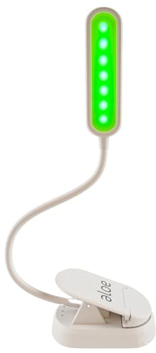 Family Tree Remedies Lampada per terapia della luce verde per emicrania, ansia e insonnia, a clip, senza sfarfallio, LED da 520 nm con luminosità regolabile, ricaricabile tramite USB e ausilio per il