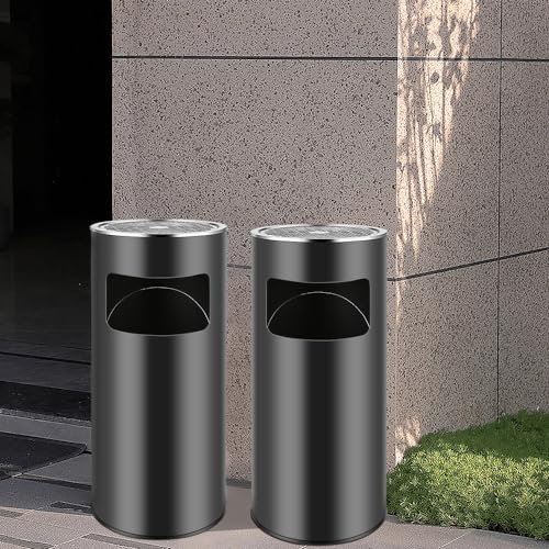 OHMG 2P*30L Standaschenbecher für draußen Mülleimer mit Aschenbecher Abfalleimer mit Inneneimer,für Draußen Herausnehmbarem Abfalleimer aus Edelstahl,Hotels und Büros,Großem Fassungsvermögen