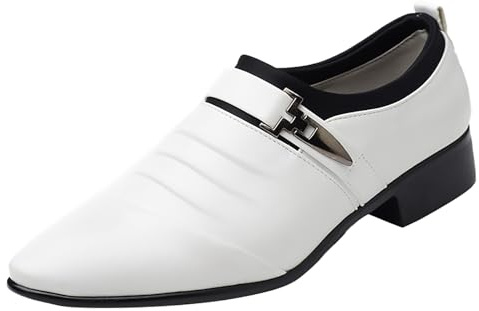 Zapatos de traje para hombre, color blanco, zapatos de esmoquin, mocasines, zapatos de negocios, zapatos de hombre, zapatos Derby Oxford, zapatos de boda, zapatos de cuero, zapatos formales, zapatos