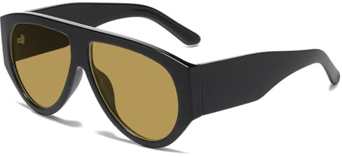 YAMEIZE Gafas de Sol Retro Oversized para Mujeres y Hombres Gafas de sol Cuadradas de los Años 70 Gafas de Sol Envolventes Gruesas Protección UV400