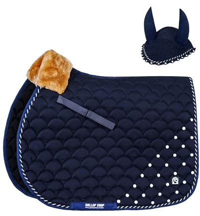 Numnah Jewel Umbrella Style Saddle Pad / Horse Cloth (Navy, Cob/Pony)