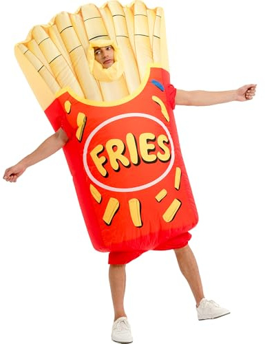 One Casa Inflatable Costume Adult,Blow Up French Fries Suit,Full Body Chips Halloween Costumes for Men Women