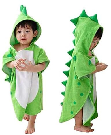 Citridarll Baby Hooded Bathrobe, Toddlers Kids Boy Girl Bath Towel Wrap Dinosaur Pattern Beach Swimming Cover Ups Bathing Suit Poncho,M, 1-4 Years, Green