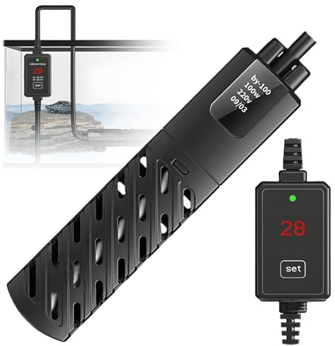 PORFOYO Chauffage D'aquarium, 50 W Réchauffeur D'aquarium, 15-34°C Radiateur Submersible, 50 L Contrôleur De Température Externe Eau Aquarium pour Chauffage D'aquarium De Poissons Et De Tortues