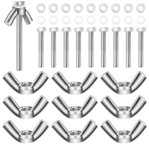 HHXUUAN Flügelmuttern Sortiment M6,40Stk 50mm Sechskantschrauben 10 Sets