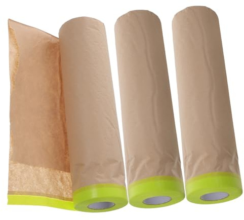 CIYODO 3 Rouleaux Film de Masquage Adhésif Semi Transparent pour Peinture Automobile et Décoration Murale Papier de Protection Polyvalent pour Bricolage et Protection Meubles
