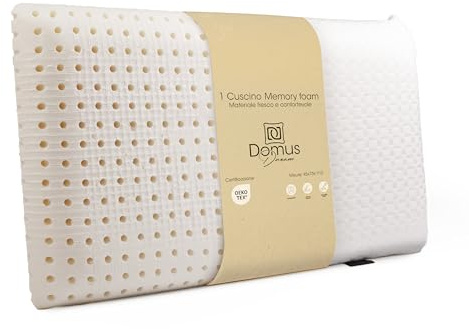 Domus Dream Cuscino per Dormire Memory Foam Forato a Saponetta, Rinfrescante e Anallergico - Cuscino Letto 41x72 Altezza 12cm