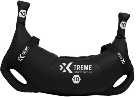 Xtreme Fitness Bulgarian Bag 10 Kg, Robuster PU Gewichtssack mit Multi-Griffen, Gewichte 5–25 kg, Vielseitiges Sports Bag für Kraft, Stabilität, Crossfit & Fitnessstudio