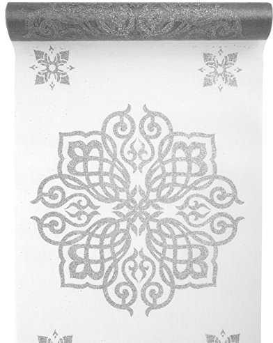 Santex orientalisch Tischband/Tischläufer weiß Silber