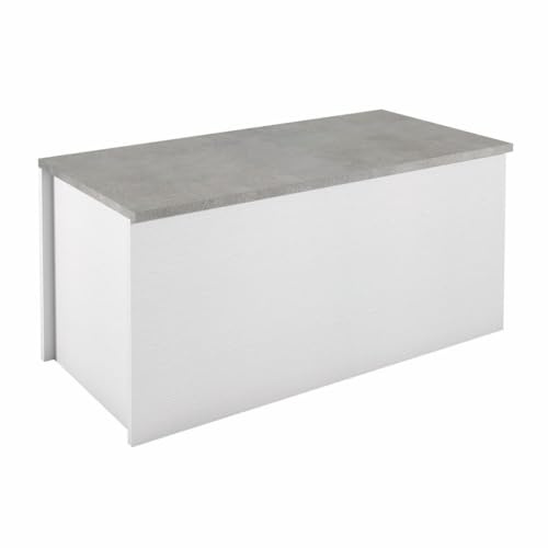 Terraneo baule contenitore con chiusura rallentata soft-close – Mobile salvaspazio pratico e sicuro, dimensioni 90x45x45 cm, ideale per soggiorno, ingresso o camera (Bianco cemento)
