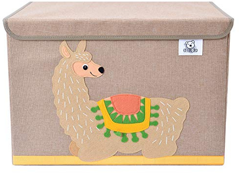 CLCROBD Foldable Kids Large Toy Chest with Flip-Top Lid, Collapsible Fabric Animal Toy Storage Organizer/Bin/Box/Basket/Trunk for Toddler, Children and Baby Nursery (Alpaca)