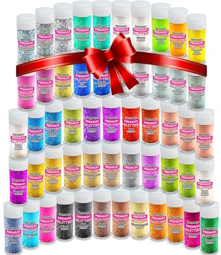 Ultra Sparkle Craft Glitter Shaker Box | 54 Ultra Fine Glitter Pots for Craft, 45 Colours Included, Christmas Crafts, Resin, Crafting, Art, Tumblers, Cosmetic, Slime, Ultrafine (0.2mm) - Hemway