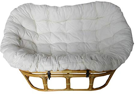 fantasie d oriente POLTRONA PAPASAN DIVANO 2 POSTI RATTAN naturale DIMENSIONI CM 170X105X87 H VIMINI CON CUSCINO E CINGHIE poltrona per esterno ed interno salotto rattan naturale