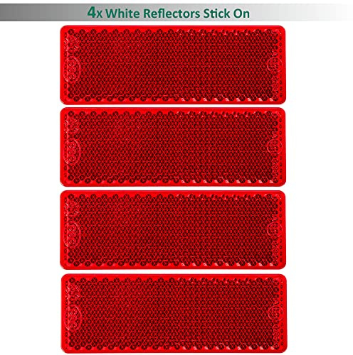 DARKGUARD Catadioptrico Rectangular Rojo Adhesivo, Reflector Rectangulares Adhesivo Remolque para Camión Moto Tractor Bicicleta Homologados E, 85x30x10mm (Rojo-Rectangulares- Adhesivo-4Piezas)