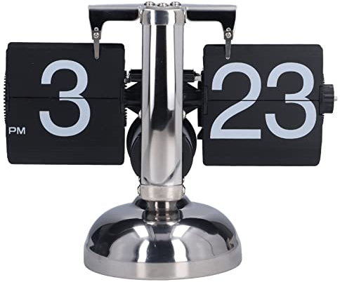 plplaaoo Mechanical Automatic Page Turning Clock Battery Powered Accurate Time Unique Fashionable Quartz Clock Desktop Ornament Office Home Decor, Retro Digital Flip Down Clock,