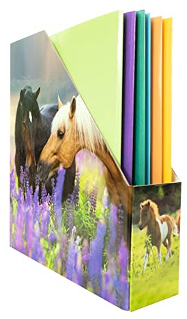 HERMA 19718 Porte-revues A4 avec motif chevaux, 7,5 cm de large, pliable, en carton robuste, fin pour filles et garçons, fichier debout pour ranger des documents, des dossiers