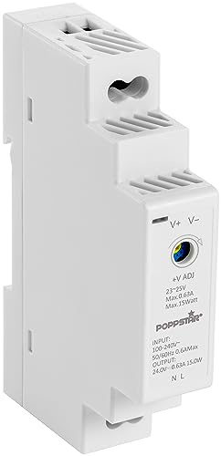 Poppstar Hutschienen-Netzteil P-15-24- 24V 15W (Input 100-240 V AC 50/60 Hz, Output 24 V DC 0,63 A max. 15 W)