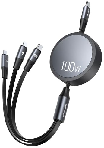 USB C 3 in 1 Einziehbares Ladekabel[100W/1,1M],CAFELE PD Schnelllade&Daten(Typ C) USB-C Multi Ladekabel,Typ C/Phone/Micro Multi Kabel für ChroBook,Galaxy S23 S22,Huawel,Pd Air,Phone 17 16 15 14