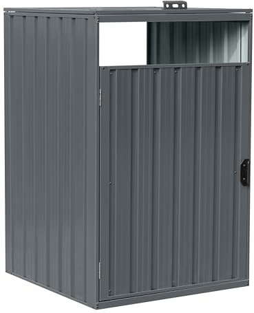 AXI Owen Cache Poubelle Métallique Anthracite/Acier Galvanisé Résistant aux Intempéries - Abri Poubelle pour 1 conteneur - Max. 240L - Abri Poubelle Extérieur avec Excellente Ventilation