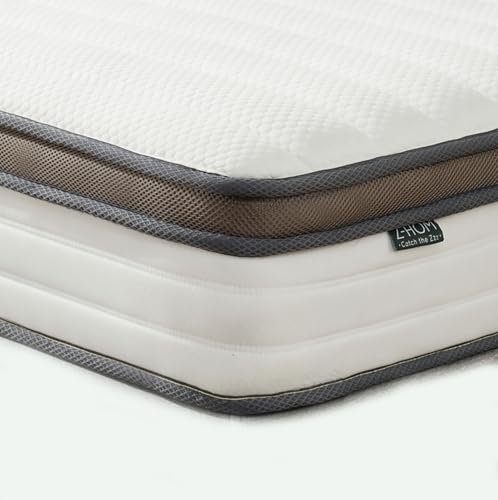 Z-hom Double Mattresses 4FT6, 10 Inch Pocket Sprung Hybrid Orthopedic Mattress for Pressure Relief & Edge Support, Medium Firm with Skin-Friendly Fabric 135×190×25CM