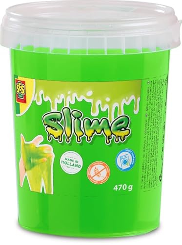 SES Creative 15031 Slime Vert Néon en Pot 470g - Slime de Couleur Néon Vive - Jouet - Jouer avec du Slime