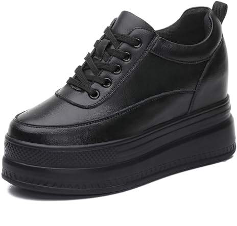 AONEGOLD Zapatillas de Cuña Deportivas para Mujer Transpirable Plataforma Zapatos Moda Deporte Zapato Wedge Sneakers Tacón 9CM（Negro，39 EU）
