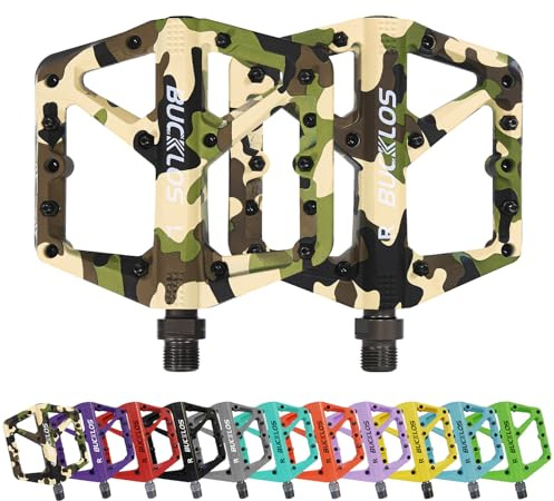 AEYINO Nylon Flat Bike Pedals - 9/16 Large Platform | Non-slip surface pins, extra wide platform for stability, 9/16 spindle fits MTB, road, gravel & hybrid adult bikes