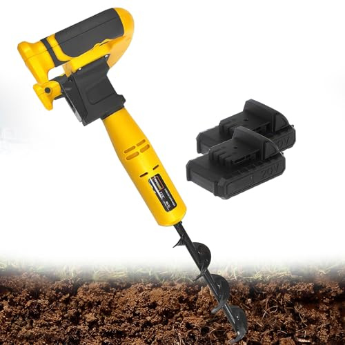 Trivella elettrica da giardino da 350 W con punta da trapano 8 x 30 cm, con un clic in avanti e indietro, include 2 batterie da 2 Ah