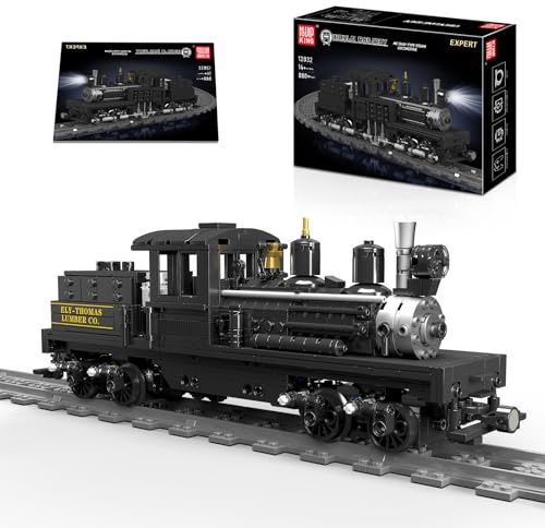 Mould King 12032 Modelo de Bloques de construcción de Tren teledirigido, 880 Piezas técnica Locomotora de Vapor Bloques de construcción de Bloques de Kit de Tren ferroviario Juguetes