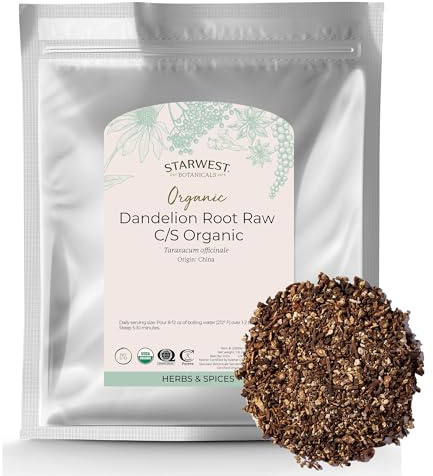 Starwest Botanicals Organic Raw Dandelion Root Tea [1 Pound] Bulk Cut & Sifted (C/S) Loose Tea