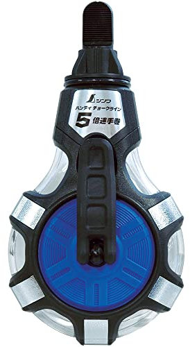 Shinwa Sokutei Handy Chalk Line 5x Speed ​​Hand-wound Powdered 3x Thick Thread Blue 77560