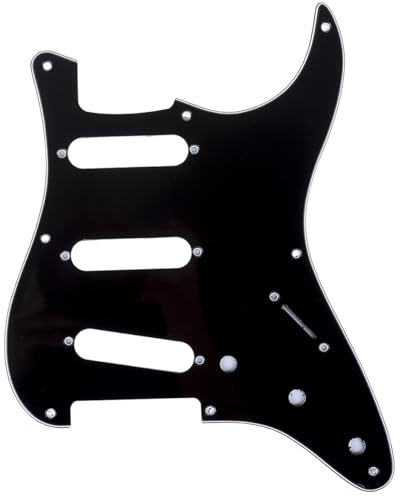 Musiclily Pro 8 Löcher 50s 57 Vintage SSS Strat Pickguard Gitarren Schlagbrett für American Stratocaster E-Gitarre,3 lagig Schwarz
