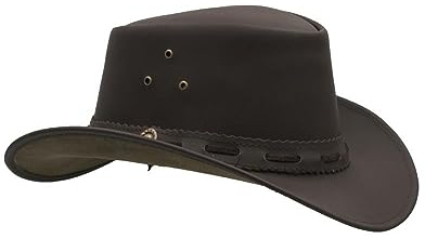 Walker and Hawkes - Sombrero Impermeable de Cuero de Vaca Outback - Marrón - XXL (61cm)