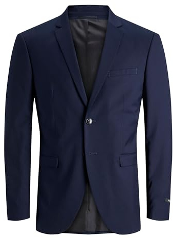 JACK & JONES - Giacca Blazer Uomo Blu Slim Lino - Taglia IT 48