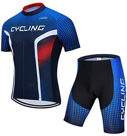 Cycling Jersey Sets Men Bike Top Mountain Bicycle Jersey Shorts Suit Cycle Shirt Road MTB Bicycle Outdoor Sports Clothing Summer Blue red XXL