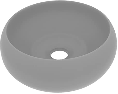 vidaXL Lyxigt runt handfat matt ljusgrå 40x15 cm keramik