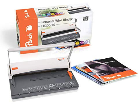 Peach Draht Bindemaschine - bindet 60 A4 Seiten - inkl. 100 Drahtbinderücken - 6 Blatt Stanzkapazität - PB300-15P1