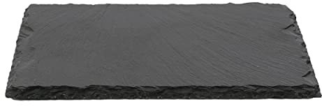 Plato Llano de Pizarra Natural, Fuentes de Cocina, Platos para Sushi, Plato de Pizarra, Bandejas para Servir Alimentos Quesos, Tapas Sushi, Negro, Tablas de Piedra 30 x 20 x 0,6 cm - 1 Unidad
