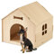 Relaxdays Hundehütte Indoor, Katzenhaus zum selber Bauen, Haustierhaus, für kleine Hunde & Katzen, Hundehöhle MDF, Natur, 1 Stück