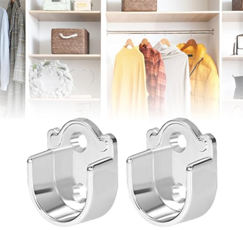 Rundrohr Halterung,U-Form Stangen Flansch Set,Kleiderschrank Stangenhalter,Kleiderstangen Stangenhalterung,Spurstangenkopf Halterung,Legierung Rundrohr-Halterung,für Duschvorhangstange,19mm,2pcs