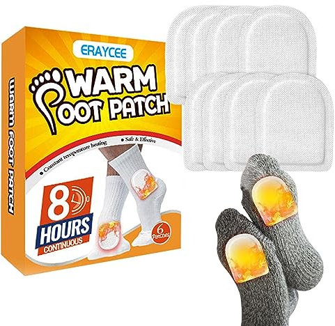 Quzente Heizpflaster für Füße | Selbstklebendes Wärmepflaster, sicher, 6 Stück,Fußwärmer für Outdoor-Aktivitäten, Skifahren, Wandern, Wärmepflaster für Wärme unterwegs, Heizpflaster für den Winter