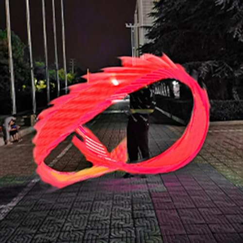 Jongliertücher Drachen-Poi-Leuchtband, Geführtes Outdoor-Park-Jonglierspiel für Erwachsene, Wulong-Seiden-Streamer mit Echtem Drachenkopf, Fitness-Drachen-Poi-Set ( Color : Red , Size : 8 m (26 ft) )
