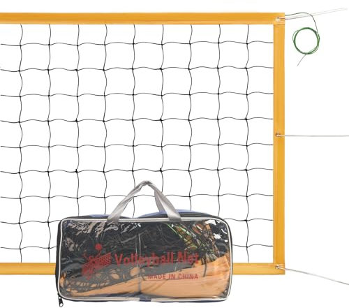 SIVENKE Faltbares Volleyballnetz für Volleyball, 9,5 m x 1 m, Ersatznetz für Garten, Strand, Sport, für Schwungrad, Tennis, Volleyball, mit Tragetasche