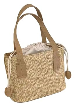 MiqiZWQ Borsa A Tracolla Donna Sacchetti di Paglia da Donna Estate Tote Borse Borsetto-Cachi-Un