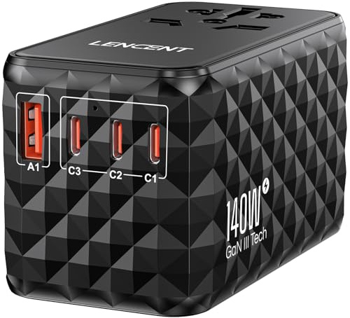LENCENT 140W International Travel Adapter, GaN Universal Travel Adapter